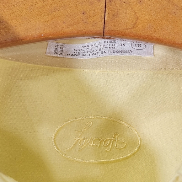 Foxcroft Yellow Blouse Classic Fit Wrinkle Free Formal Work - Picture 4 of 12